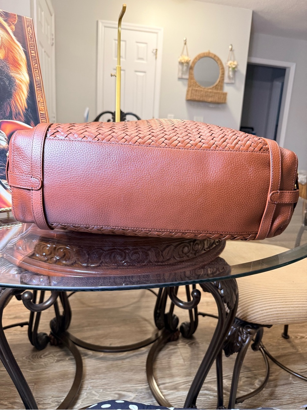 Cole Haan Braided Woven Leather Shoulder Hobo in Brown - Picture 4 of 8